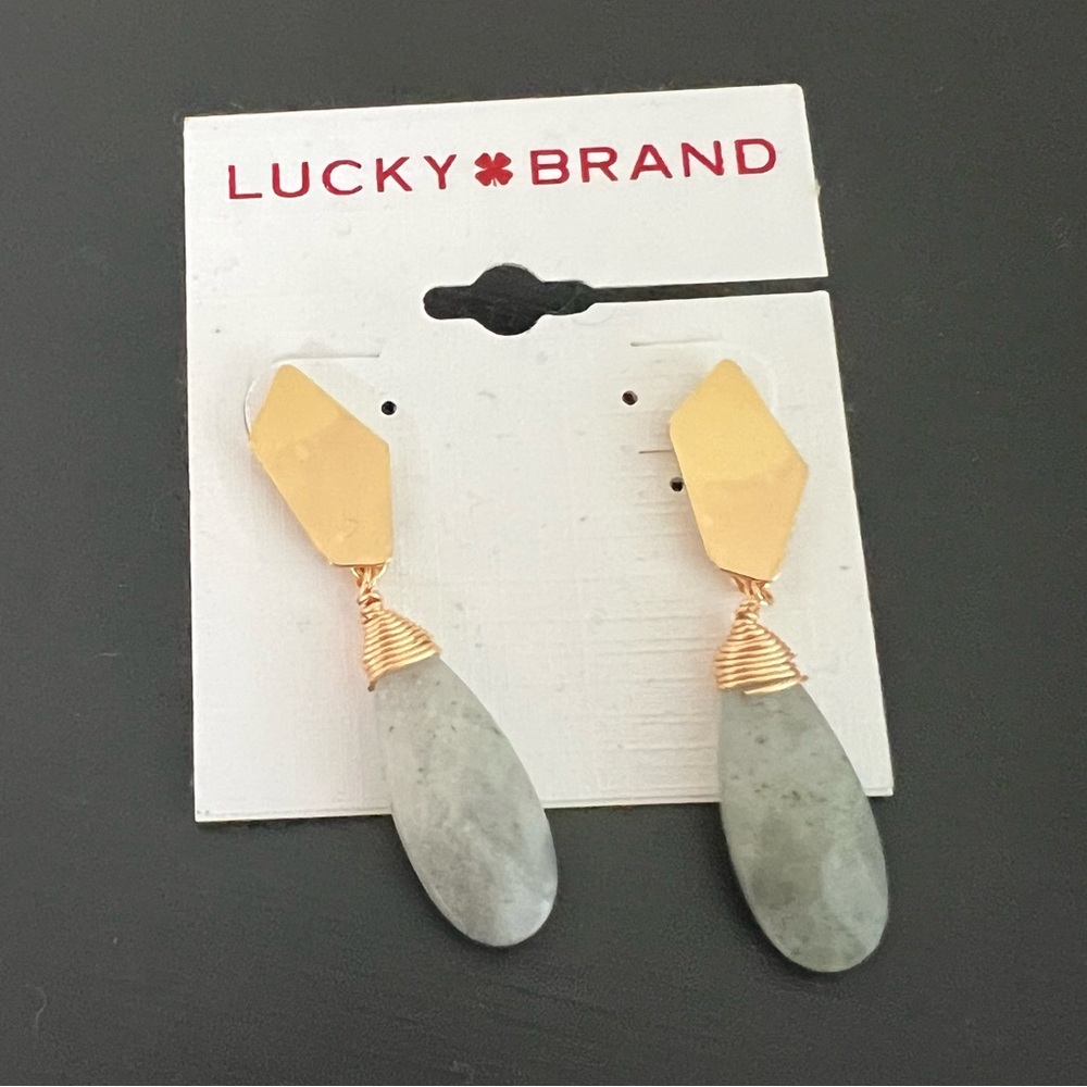 NWT Lucky Brand Gold Geometric Stone Drop Earrings